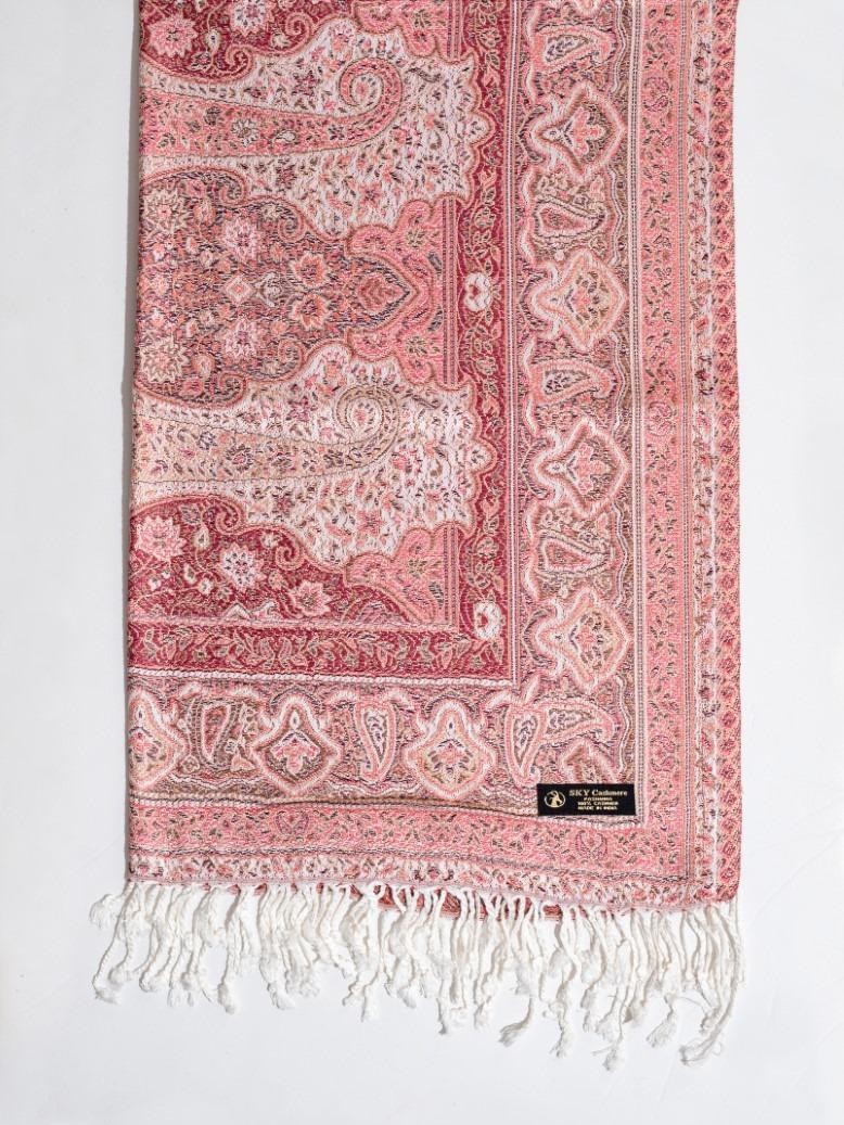 Winter Handmade Indian Cultural Pure Wool Shawl For Festival Multi Pink Shades P07